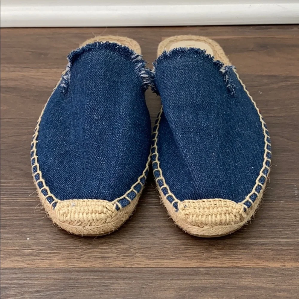 Soludos Navy Blue Denim Espadrille Mules